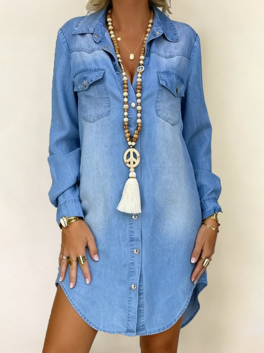 Mujer | Vestido tipo camisa de denim casual elegante