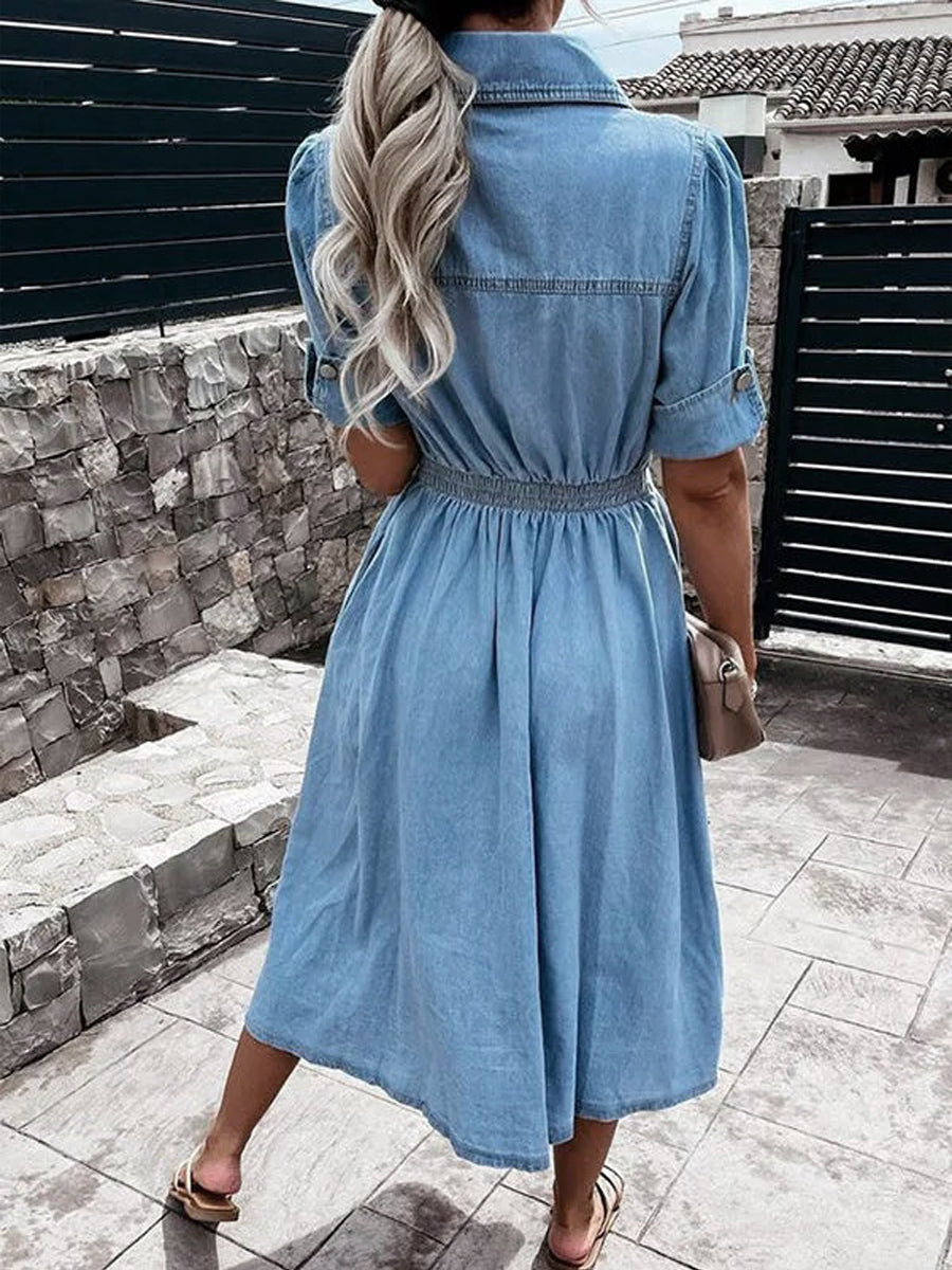 Deborah | Robe en jean à manches courtes