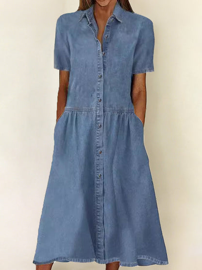 Carol | Vestido de denim de mangas cortas