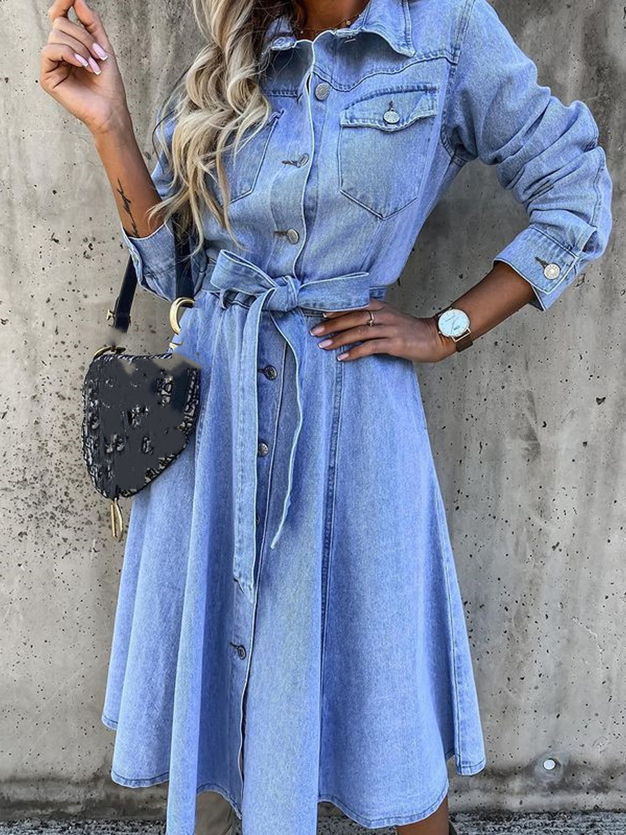 Luna | Vestido de denim de manga larga