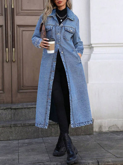 Maya | Veste longue en jean élégante