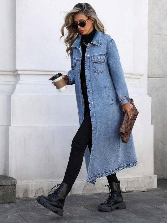 Maya | Chaqueta de jeans larga y elegante