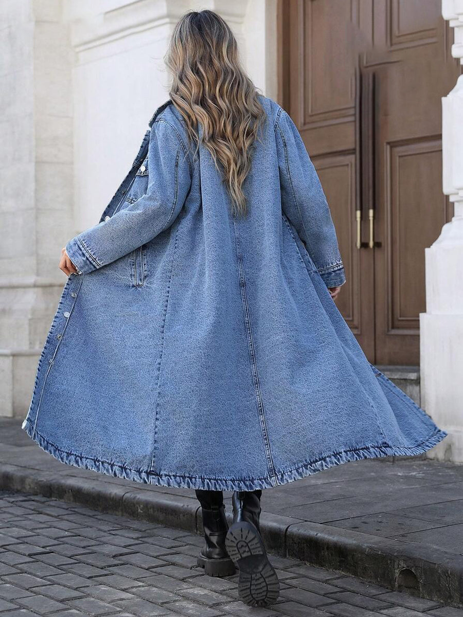 Maya | Veste longue en jean élégante
