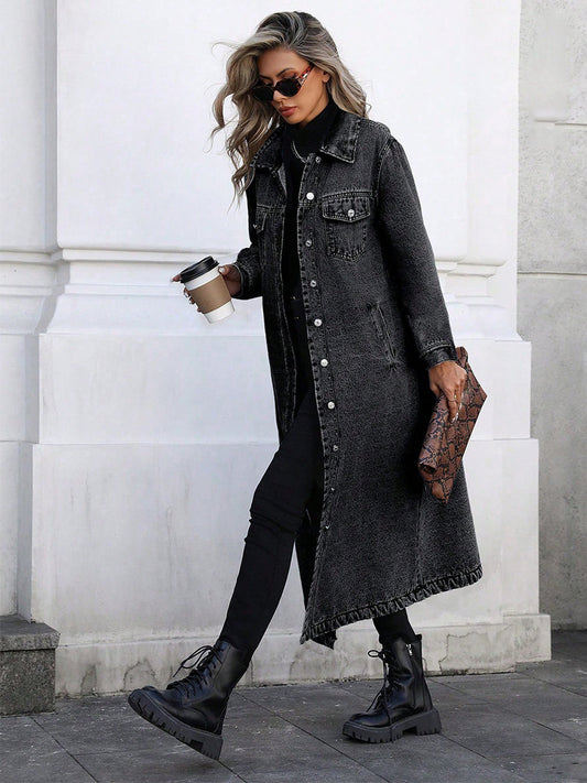 Maya | Chaqueta de jeans larga y elegante