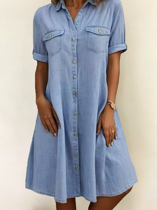 Patricia | Vestido Midi Casual en Denim