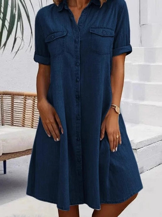 Patricia | Vestido Midi Casual en Denim