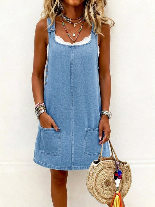 Lisa | Vestido casual con tirantes de denim