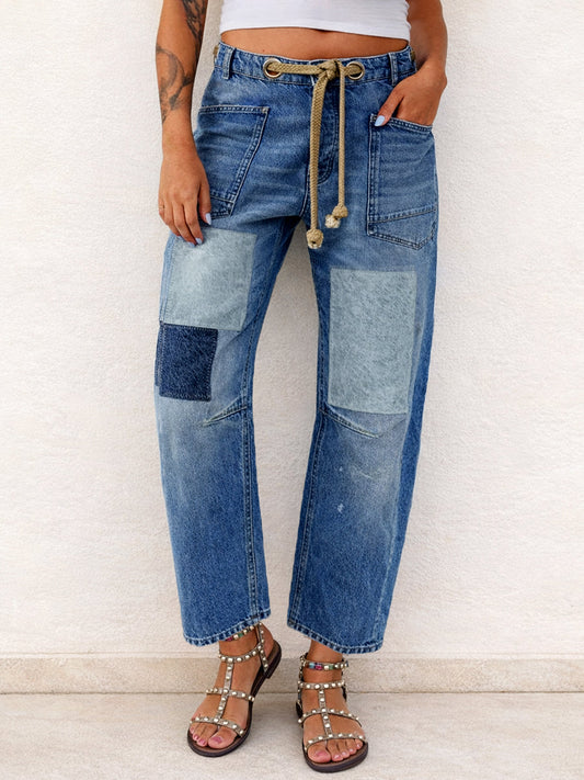 Margaret | Jeans Patchwork con Cuerda