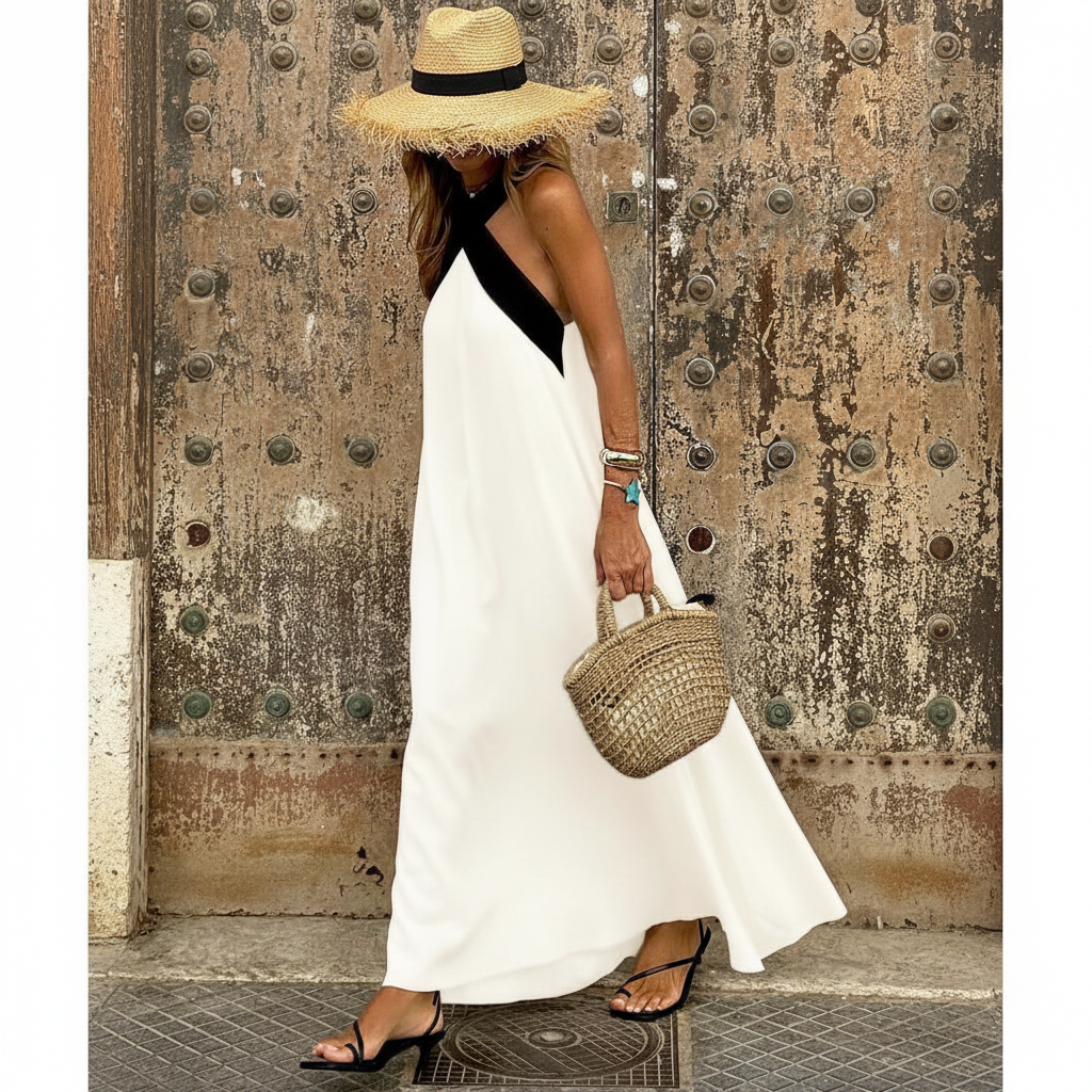 Vestido blanco con puerta rústica