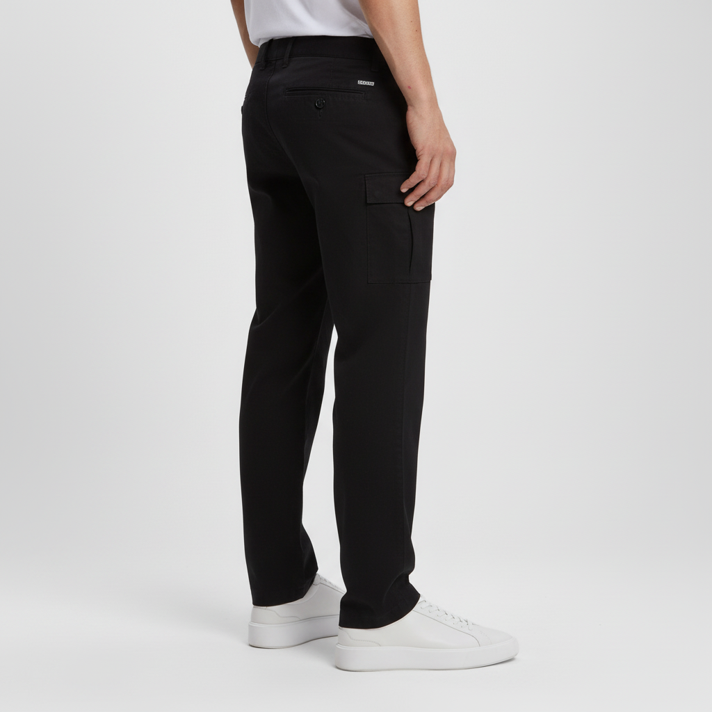 Vista lateral-trasera pantalones cargo mejorado